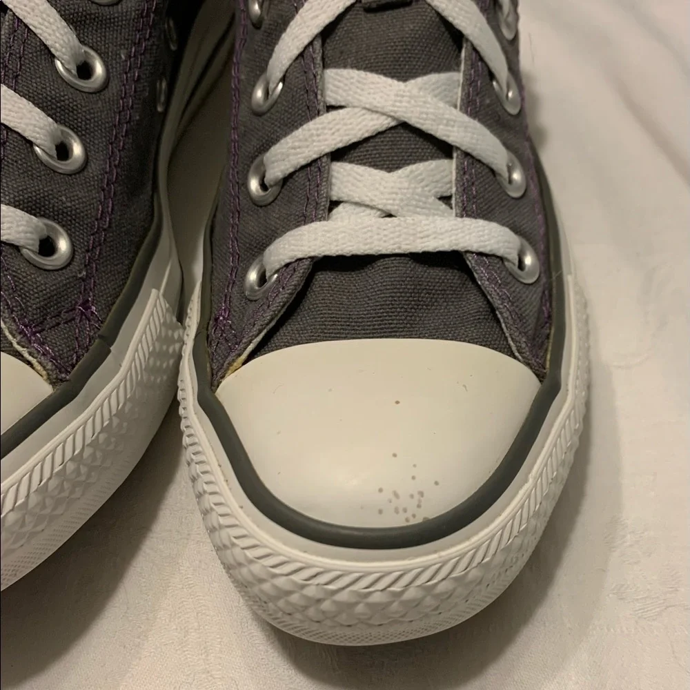 CONVERSE ALL⭐️STAR GRAY & METALLIC PURPLE SNEAKERS VGUC - Picture 8 of 10